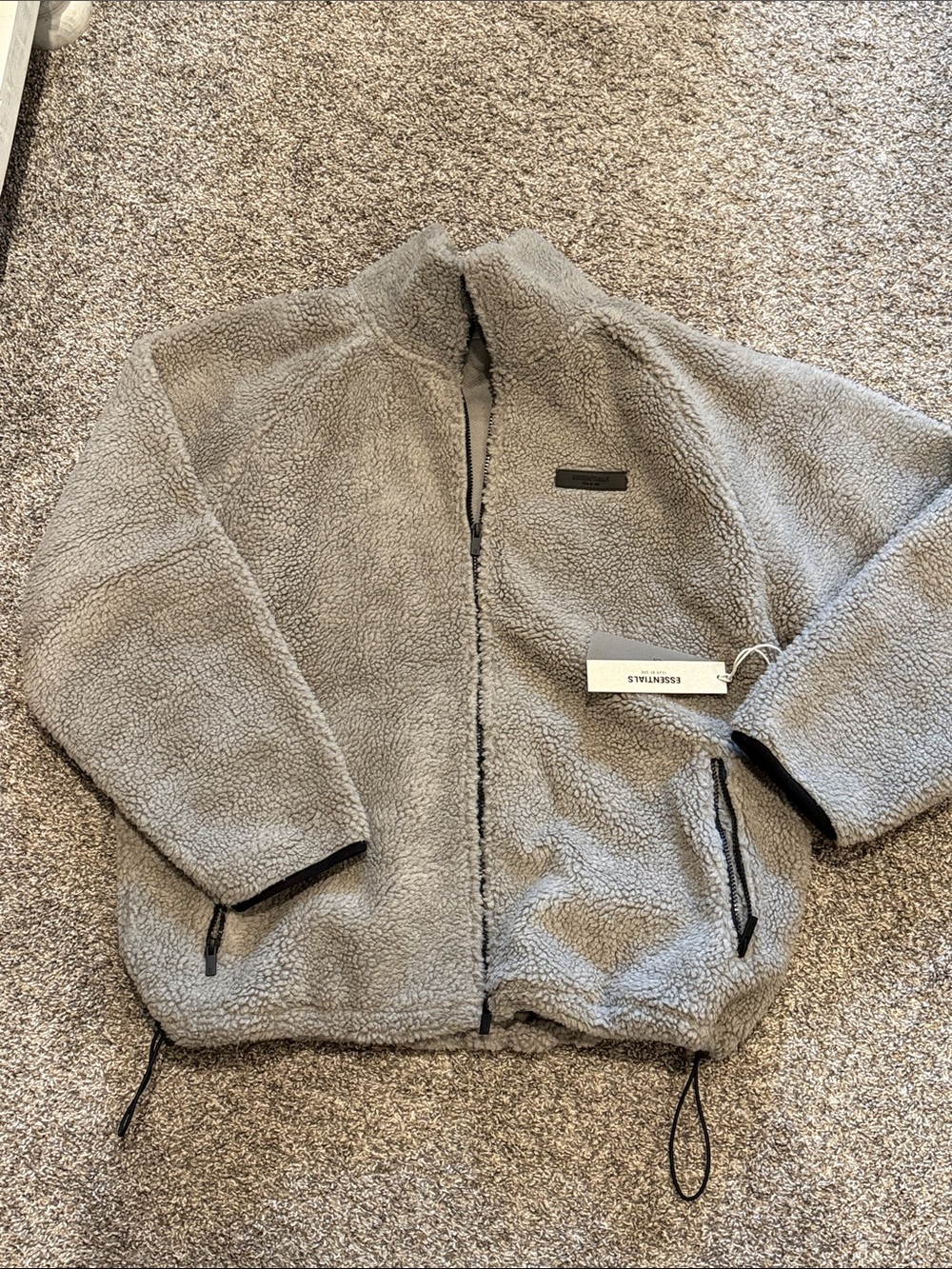 Essentials Men's Gray Sherpa Zip Jacket